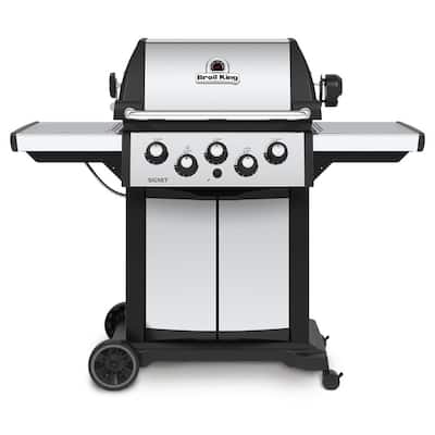 GRILLSKÄR Gas grill with side burner, stainless steel/outdoor, 471