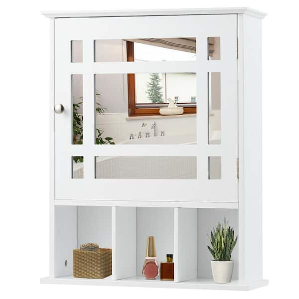 20 in. W x 24 in. H x 6 in. D Bathroom Storage Wall Cabinet with 1 Glass Doors and Adjustable Shelf in White
