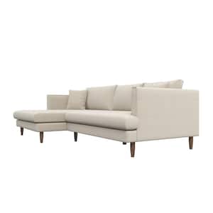 Desire 107 in. W Square Arm 2-piece L-Shaped Velvet Living Room Left Facing Corner Sectional Sofa in Ivory (Seats 4)
