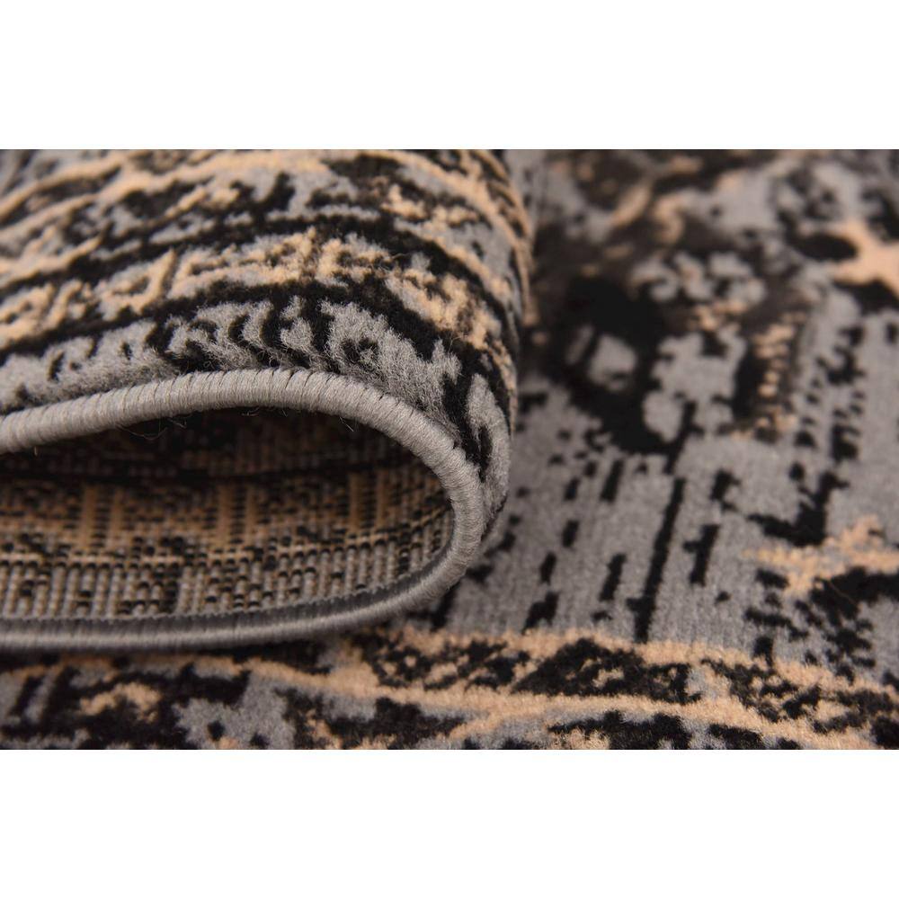 Modern Gray Synthetic Indoor Runner Rug 2' 2" x 8' 2"