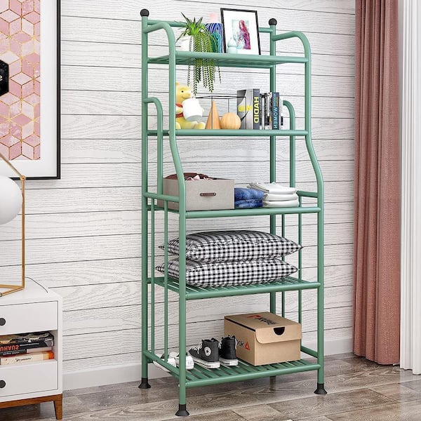 5-Tiers Indoor Outdoor Green Metal Plant Shelf, Garden Balcony