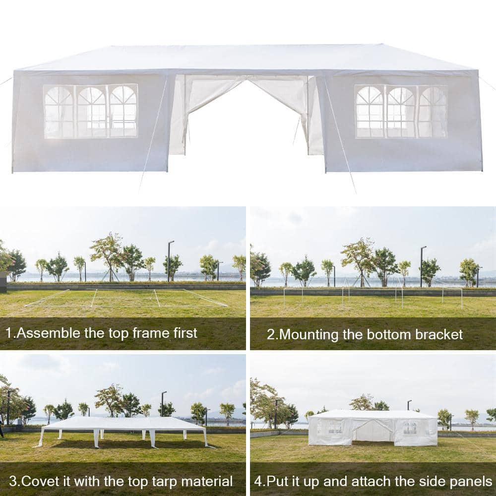 White Polyethylene 10x30 Outdoor Party Canopy Tent with Sidewalls