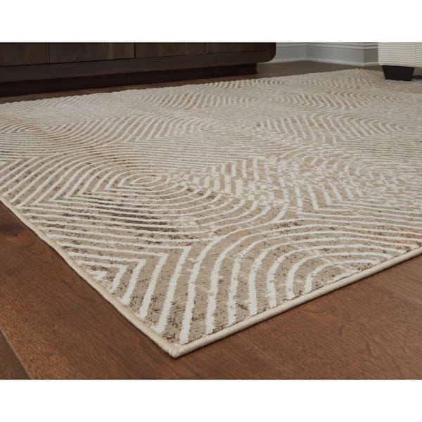 Bachus 5 ft. x 7 ft. Beige/Gray Trellis Area Rug