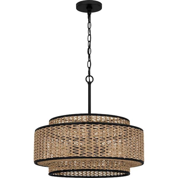Quoizel Teton 5-Light Matte Black Shaded Pendant Light QP6161MBK