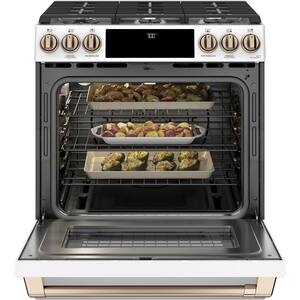 30 in. 5.6 cu. ft. Smart Gas Range with Self-Clean Oven in Matte White, Fingerprint Resistant