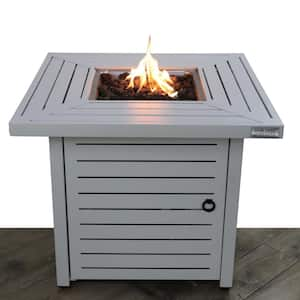 30 in. 40000 BTU Steel Outdoor Propane Natural Gas Fire Pit Table for Deck Patio, Antique Grey White