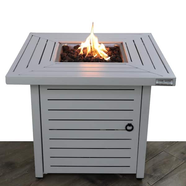 ToolCat 30 in. 40000 BTU Steel Outdoor Propane Natural Gas Fire Pit Table for Deck Patio, Antique Grey White