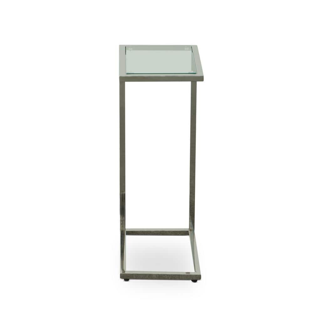 Chrome and Clear Glass Rectangular End Table, 26 in.