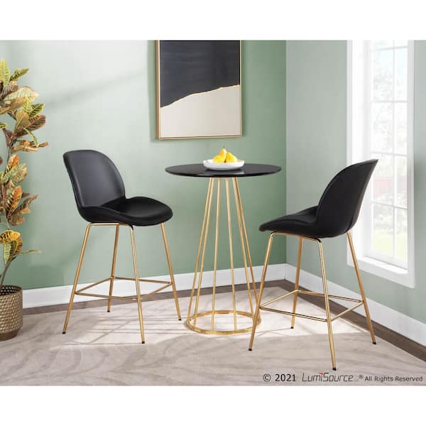 Lumisource Diva 40 25 In Black Faux, Black And Gold Leather Counter Stools