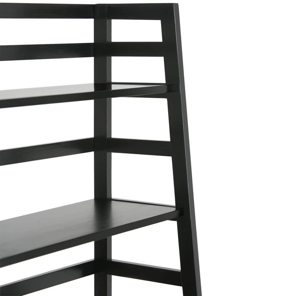 Acadian Solid Wood 30" Transitional Black Ladder Shelf