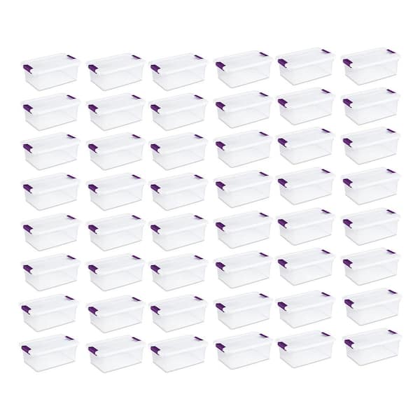 15 Qt. Plastic Stackable Storage Container Tote with Lid (48 Pack)