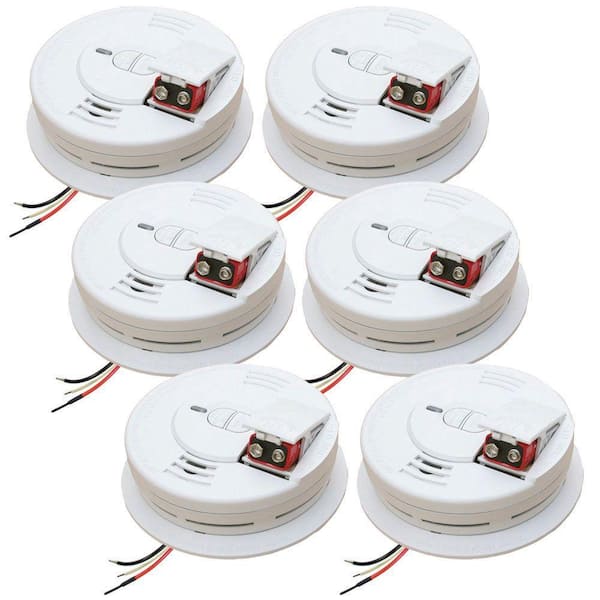 Kidde - Firex Smoke Detector, Hardwired with 9-Volt Battery Backup, Smoke Alarm, 6-Pack