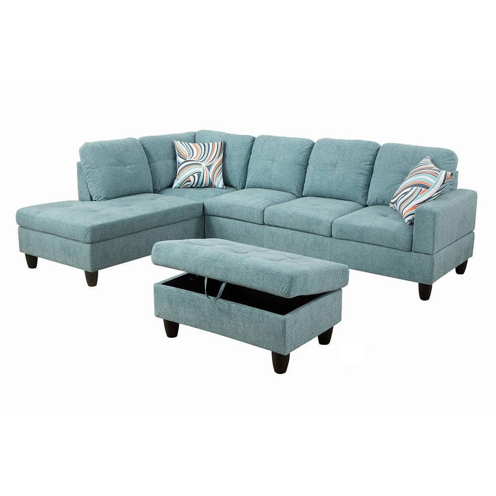 Star Home Living 3-Piece-Blue-Linen-6 Seats-L-Shaped-Left Facing ...