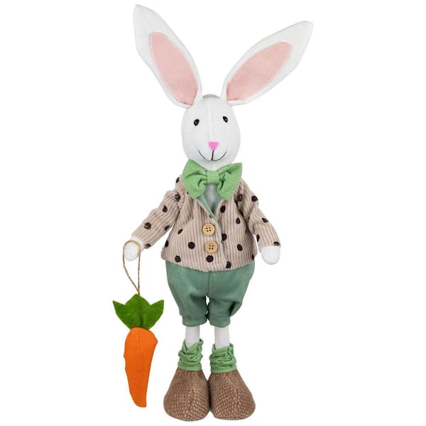 Polka Dot Boy Rabbit with Carrot Standing Easter Figure-18 in.