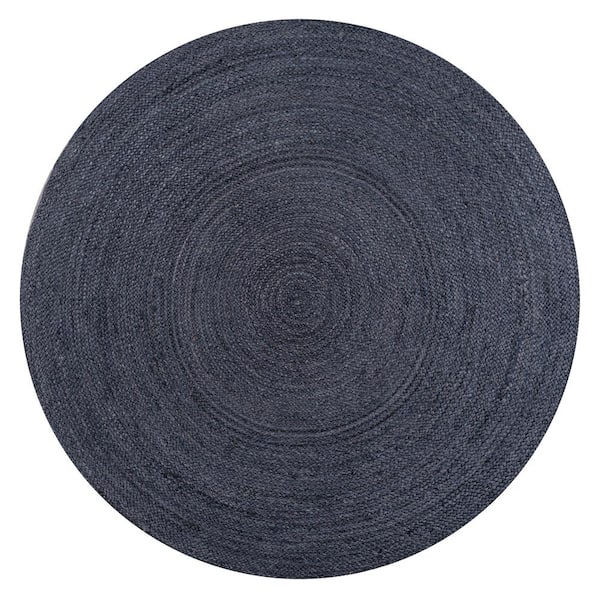 Zara Braided Coastal Cottage Round Jute Navy 5 ft. Round Area Rug