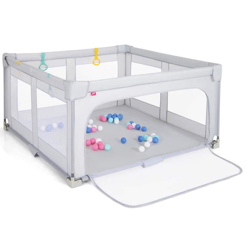 "Large Baby Playpen 59"" x 59"" Playset with Zipper Gate 50 Ocean Balls and 4 Pull-up Rings" price history on PriceWatchPro