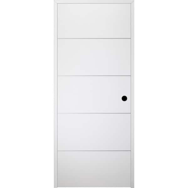 Belldinni Stella 4H 28 in. x 80 in. Left-Handed Solid Core Snow White Wood Composite Single Prehung Interior Door