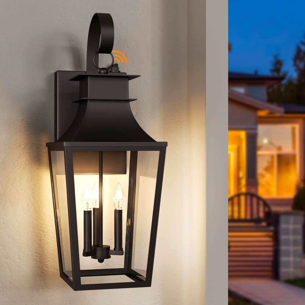 26.37 in. Oil Rubbed Bronze Modern Dusk to Dawn Outdoor Metal Exterior Garage Porch Wall Lights Sconces Lighting Fixture price history on PriceWatchPro