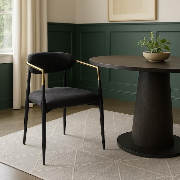 Vonn Black Fabric with Rubber Pads Dining Side Chair Set of 2