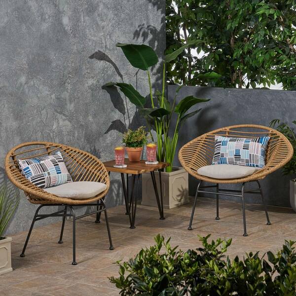 Outdoor Woven Patio Lounge Chair (Set of 2) Armchair Dining Chair