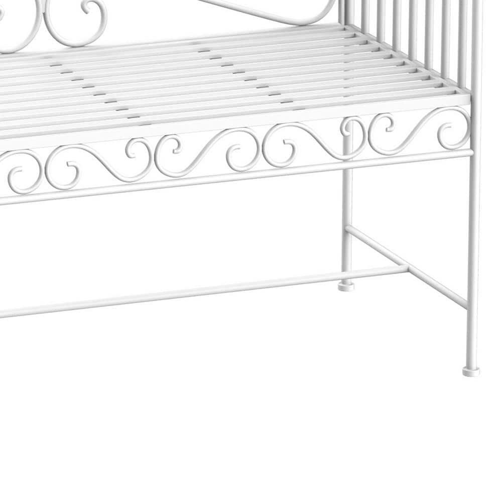 Cream White 43" Iron Two-Seater Garden Bench