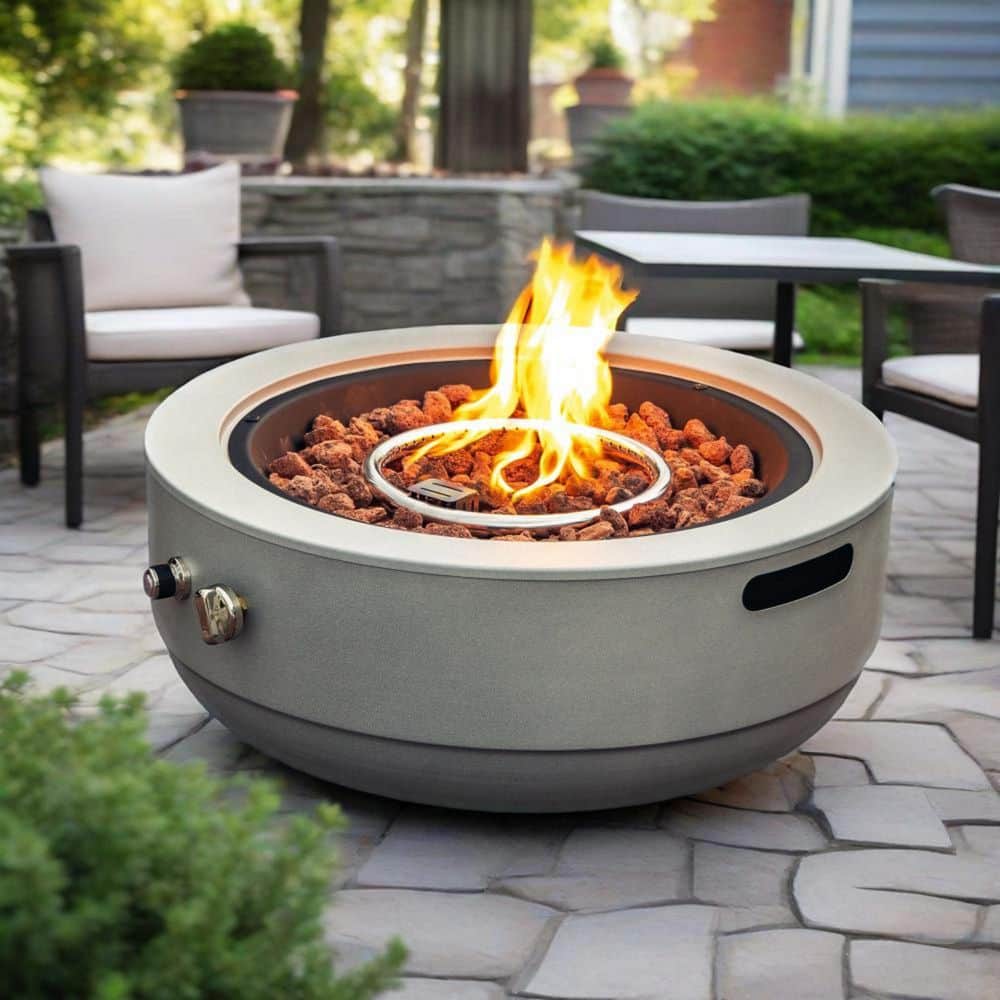 24 in. Outdoor Propane Gas Fire Pit Bowl, 50000 BTU Round Steel Fire ...