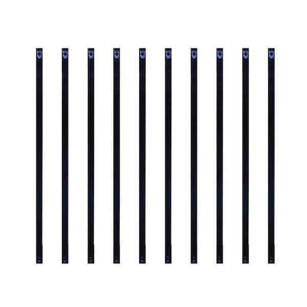 NUVO IRON 1/2 in. x 1 in. x 32 in. Black Galvanized Steel Rectangle Fence Rail Balusters (10-Pack)