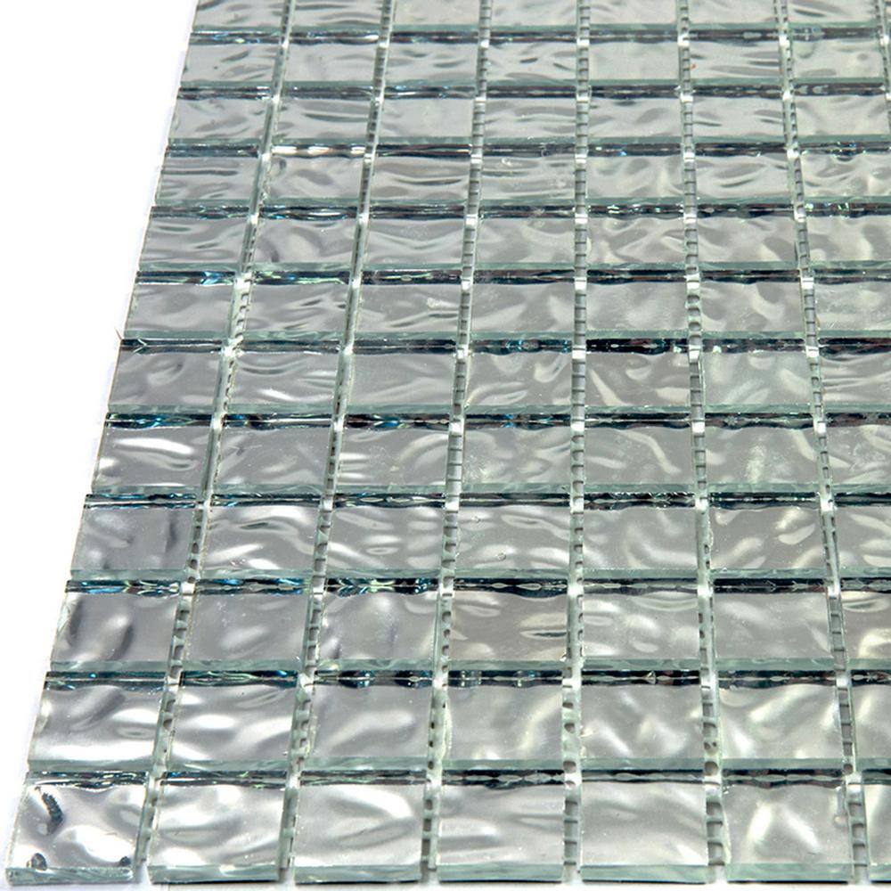 Silver 12'' x 12'' Glossy Glass Mosaic Wall and Floor Tile