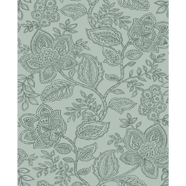 A-Street Prints Larkin Green Floral Paper Strippable Roll (Covers 56.4 sq. ft.)