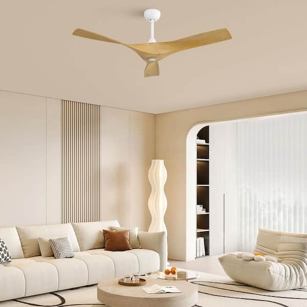 Sofucor 52 in. Indoor/Outdoor Downrod White Ceiling Fan without