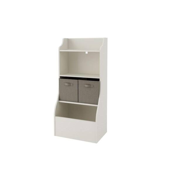 Ameriwood 3-Shelf Bookcase with Toy Chest and 2-Bin in White Stipple