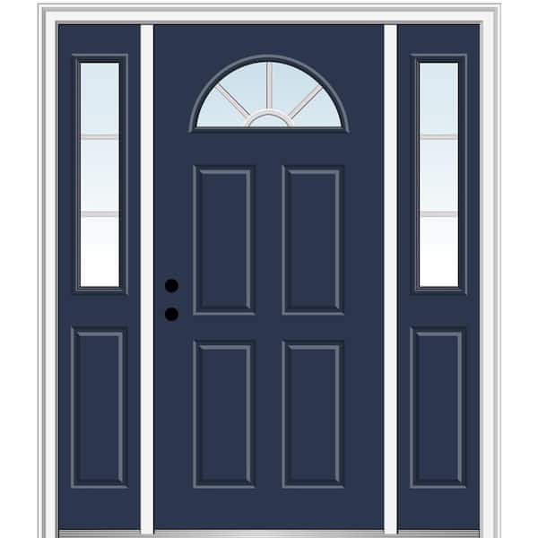 MMI Door 68.5 in. x 81.75 in. Internal Grilles Right-Hand 1/4-Lite Clear Painted Fiberglass Prehung Front Door with Sidelites