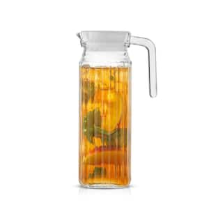 40 fl.oz Clear Beverage Serveware Glass Drink Pitcher with Handle and 2-Lids