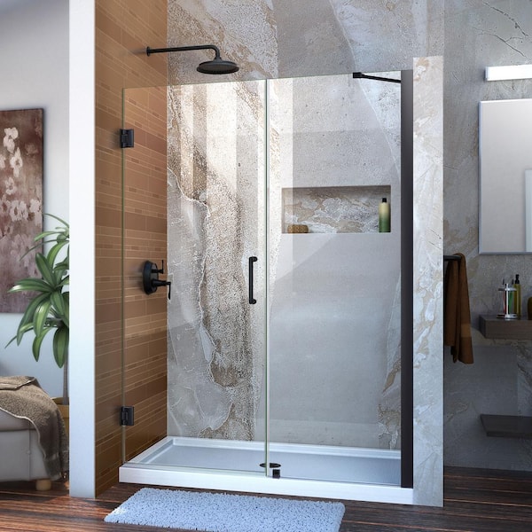 DreamLine Unidoor 47 to 48 in. x 72 in. Frameless Hinged Shower Door in Matte Black