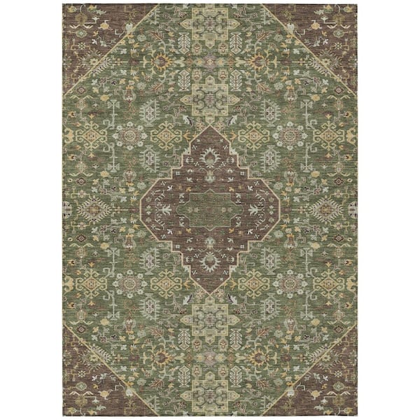 Chantille Machine Washable Indoor/Outdoor Abstract ACN2714 Olive 3 ft. x 4 ft. Area Rug