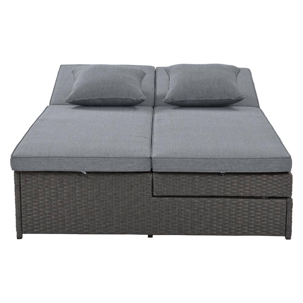 2-Person Wicker Outdoor Day Bed with Gray Cushions and Adjustable Backrest, Gray price history on PriceWatchPro
