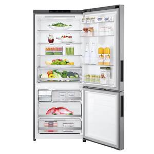 27.4 in. W 15 cu. ft. Bottom Freezer Refrigerator w/ Door Cooling, Multi-Air Flow and SmartDiagnosis in Platinum Silver
