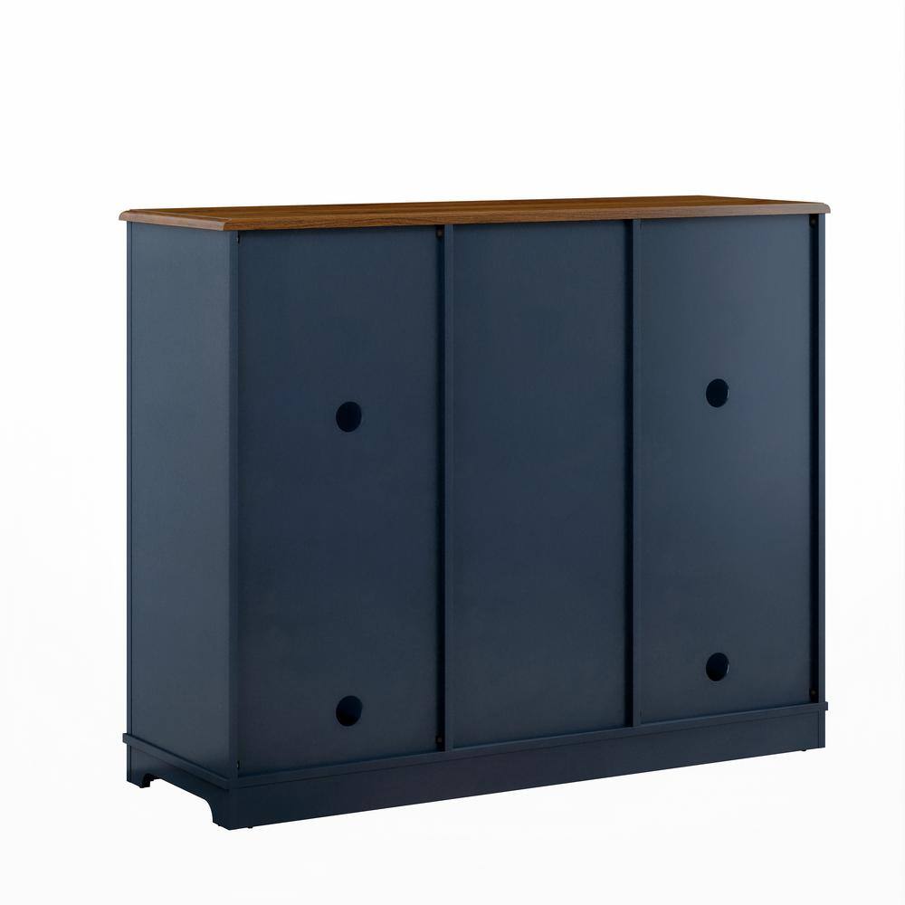 Navy Blue 47" Wine Cabinet with Glass Doors and Metal Rack