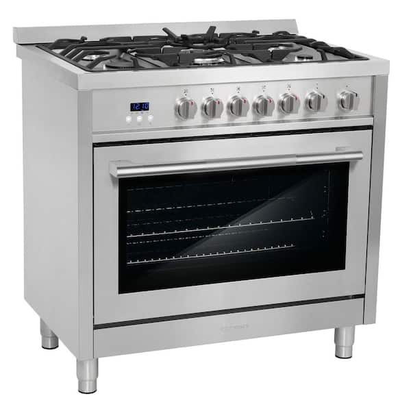 36 in. Nebula Collection 3.8 cu. ft. Gas Range, 5 Burners, Rapid Convection Oven, Textured Grip Handle, Stainless Steel