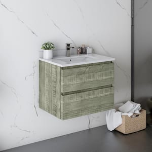 Formosa 24 in. W x 20 in. D x 20 in. H Bath Vanity in Ash with Vanity Top in White with 1 White Sink