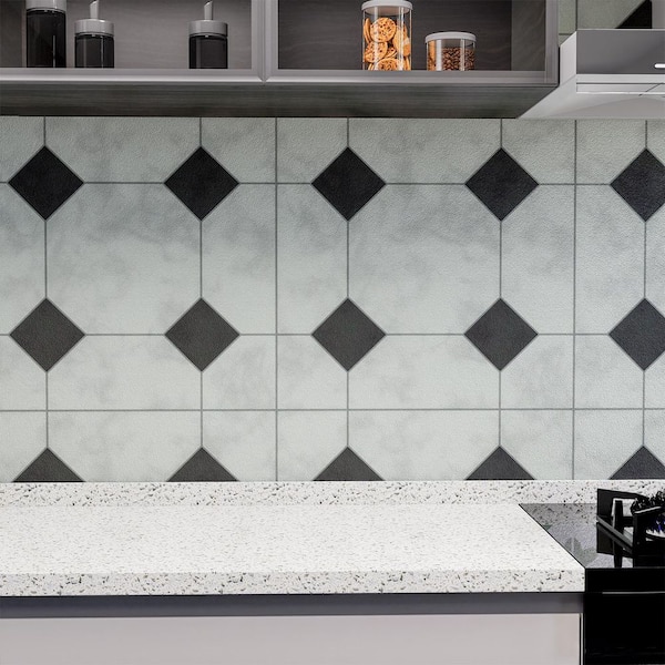 24 in. x 120 in. Vinyl Peel and Stick Backsplash Tile Stickers, Gray Wall Tile for Kitchen (20 sq. ft. / Roll)