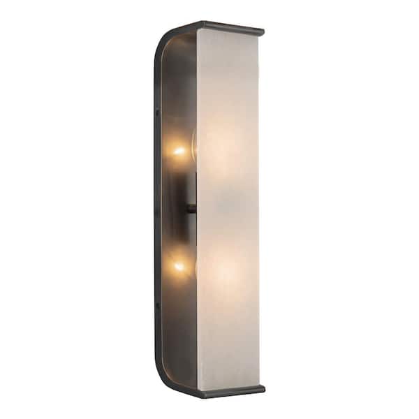 ALORA Abbott 19-in 2 Light 60-Watt Urban Bronze/Alabaster Vanity Light