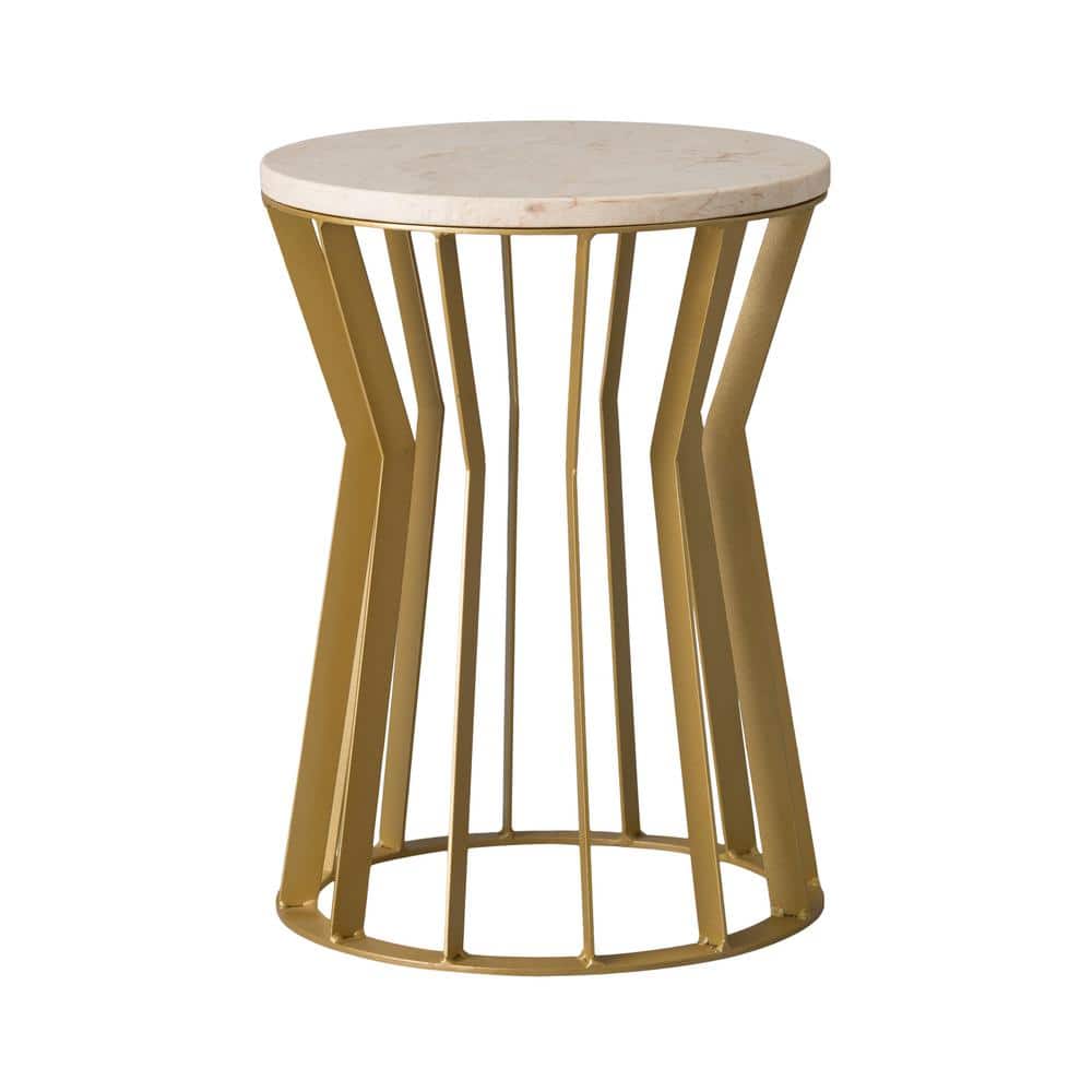 Emissary Millie 18 in. Gold Metal Indoor/Outdoor Stool/Side Table with ...