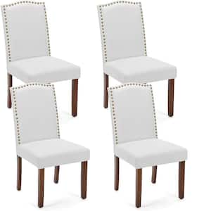Grey Fabric Upholstery Parsons Dining Accent Chair with Nailhead Trim Set of 4