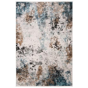 Shivan Ivory/Gray 5 ft. x 8 ft. Distressed Geometric Area Rug