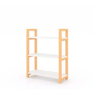 9.45" in. Wide White 3-Shelf Solid Wood Frame Storage Bookcase