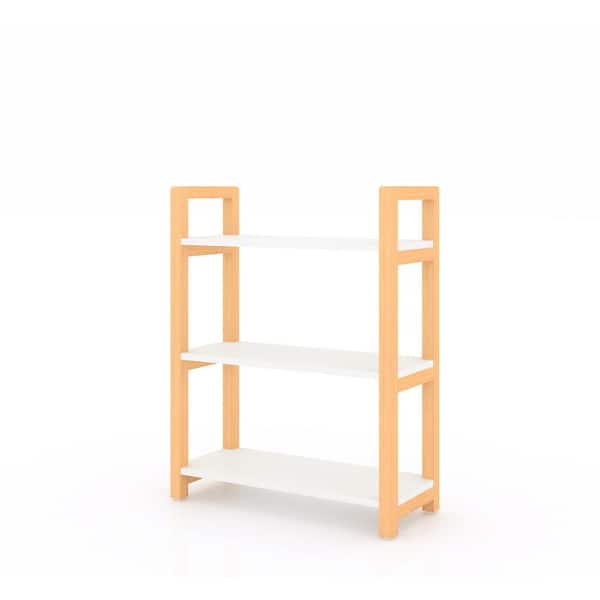 Aoibox 9.45" in. Wide White 3-Shelf Solid Wood Frame Storage Bookcase
