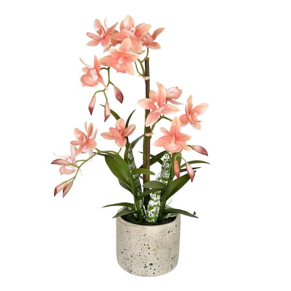 Vickerman 19 in. Pink Artificial Cyc Noches Orchid Flower in Pot