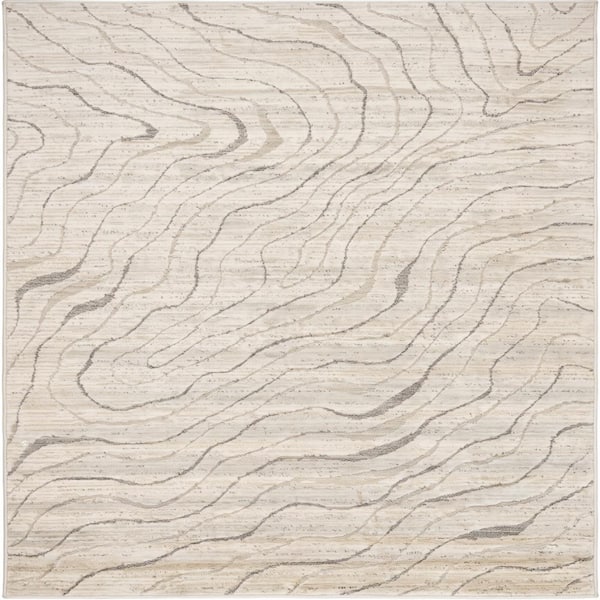 Velora Abstract Washable Indoor Area Rug 7' x 10' Beige Modern Area Rug, Stain-Resistant Carpet