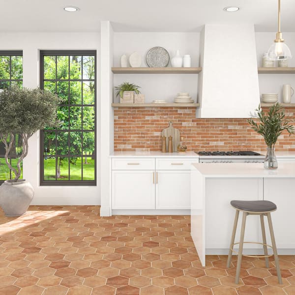 Cotto Revival Rust 8 in. x 9 in. Matte Porcelain Hexagon Floor Tile Sample